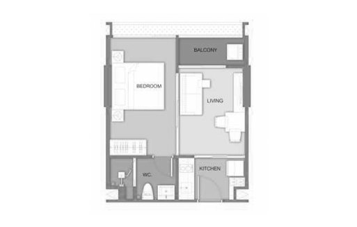 Apartment floor plan, 1 bedroom in Arise Vibe No. 11007 (2D)