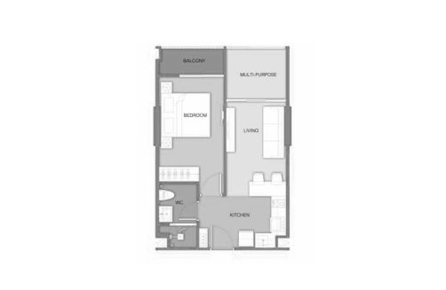 Apartment floor plan, 1 bedroom in Arise Vibe No. 11008 (2D)