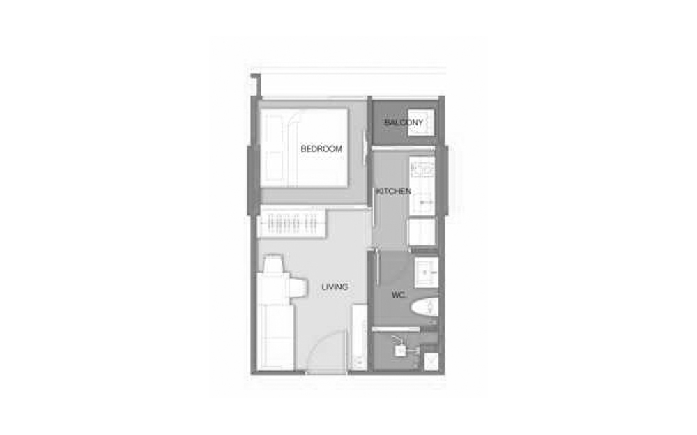 Apartment floor plan, 1 room in Arise Vibe No. 11006